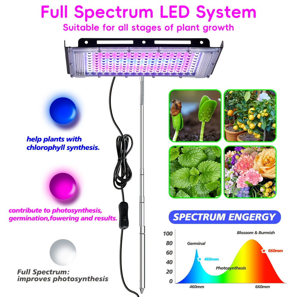 144/96/50 LED Full Spectrum Plant Grow Light with Ground Insert Stand, Easy Installation, Large Lighting Coverage, Equipped with USB Plug, On/Off Switch and 150cm Power Cord, Ideal for Indoor Seedling Cultivation, Promotes Plant Leaf Growth