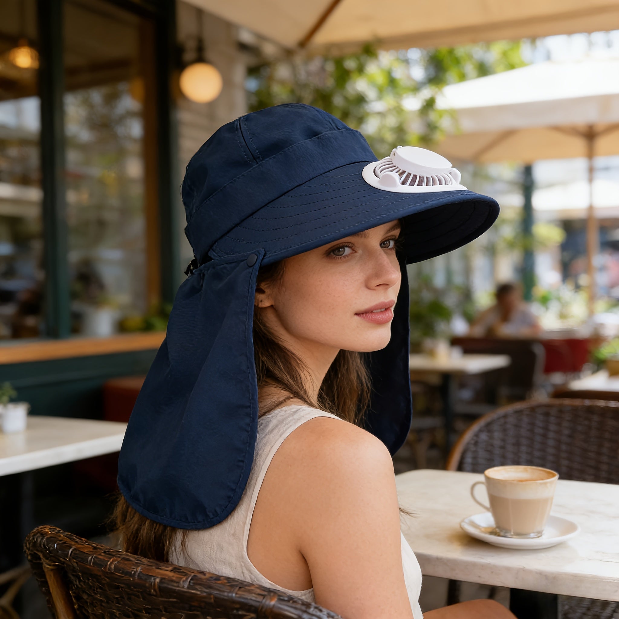 Women's Exclusive Solar + USB Dual Charging Top Fan Hat | Built-in Battery, Long Lasting Battery Life, Stylish Shape, Essential for Outdoor Travel, Tennis and Hiking