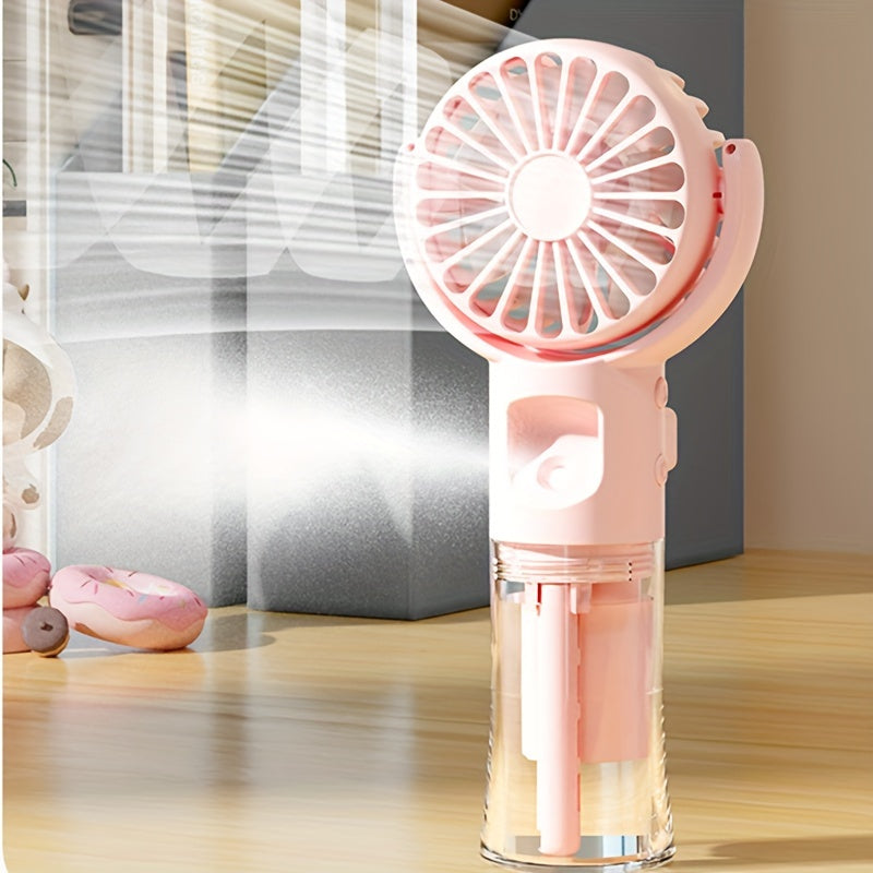 Handheld Spray Fan Desktop Humidifying Fan, Outdoor Portable Mist Cooling Mini Fan with 4 Speed Adjustment