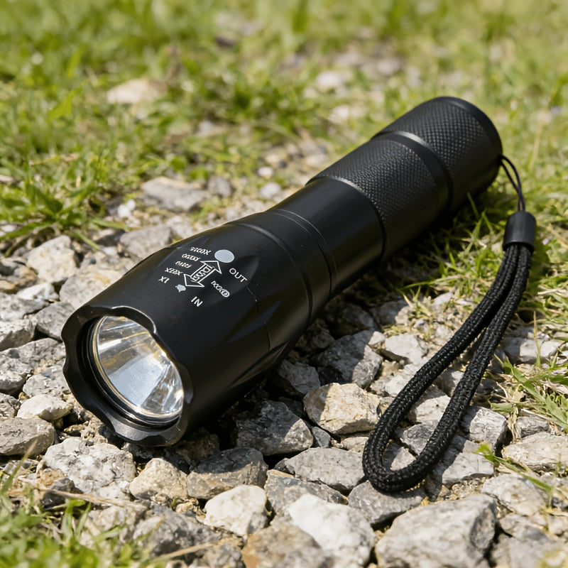 Durable Aluminum Alloy Portable Tactical LED Flashlight - 5 Adjustable Brightness Levels, Adjustable Beam, Perfect Gift for Campers (Batteries Not Included), Not Waterproof