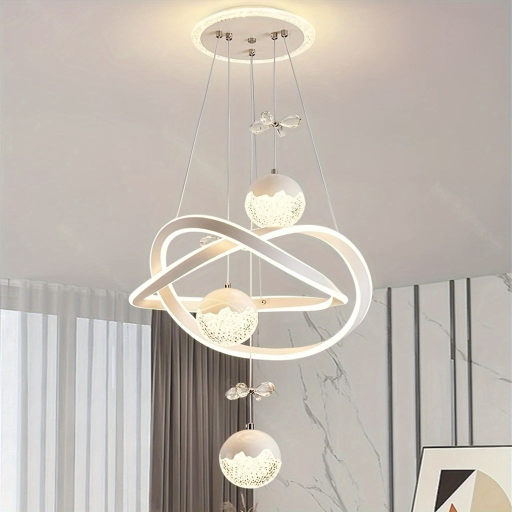 Modern LED Pendant Light Butterfly Decoration 3 Color Temperature Adjustable Color Temperature Aluminum Island Lighting Fixture, Suitable for Kitchen, Dining Room