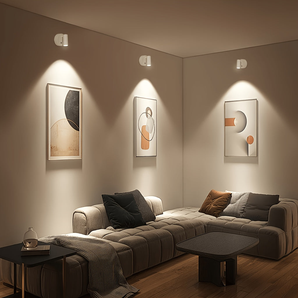 2026 New White/Black LED Sensor Spotlight, Picture Wall Light, Spot Light, Motion Sensor + Touch Dimming, 7-Color RGB Dynamic Gradient Effect, Round Spot Light, Decorative Ambient Light, USB Rechargeable, Magnetic Installation