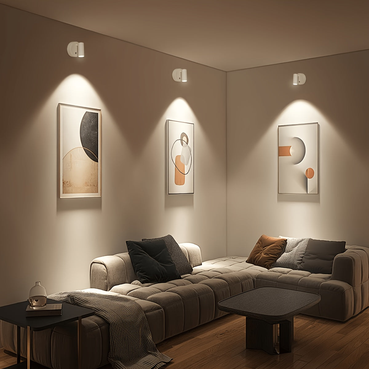 2026 New White/Black LED Sensor Spotlight, Picture Wall Light, Spot Light, Motion Sensor + Touch Dimming, 7-Color RGB Dynamic Gradient Effect, Round Spot Light, Decorative Ambient Light, USB Rechargeable, Magnetic Installation