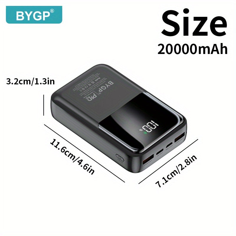 Ultra fast charging mobile power bank 10000mAh/20000mAh - suitable for iPhone PD 20W and Android QC2.0/22.5W, (USB-A/Type-C/mccio) port, LED display screen, outdoor camping emergency backup battery pack