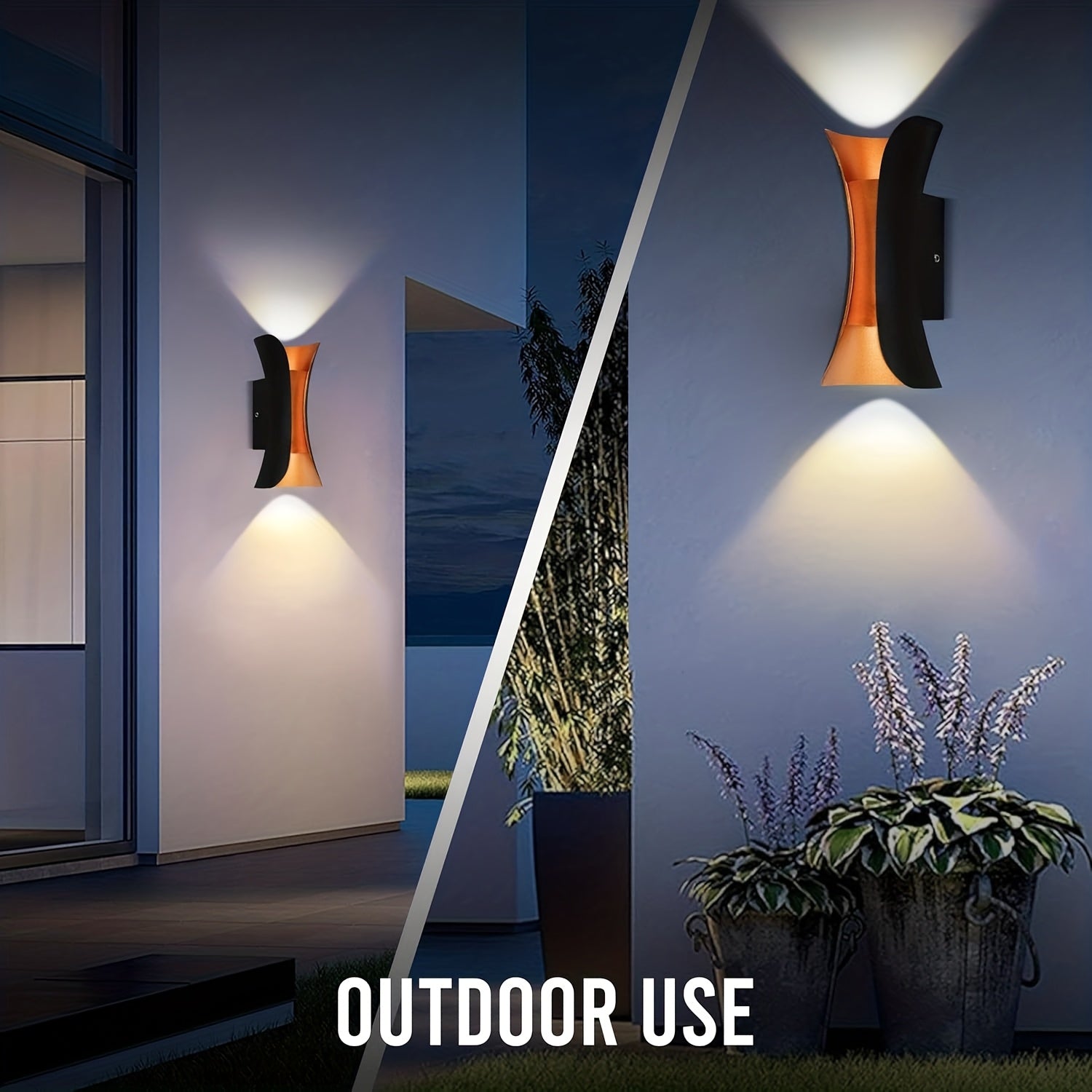 IP44 LED Outdoor Double-Head Wall Light, 3000K/6000K Warm White Light, Suitable for Hallway, Garden, Courtyard
