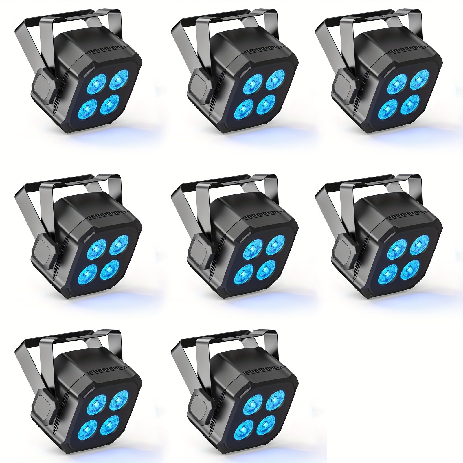 Mini stage light, available in 1, 2 or 4-pack, equipped with four 15W LED Par lights. These lightweight RGBW 4-in-1 LED stage lights feature DMX512 and sound-activated functions, suitable for home use, parties, performances and events.