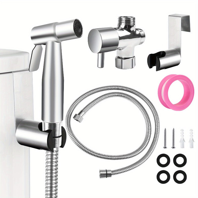 1Set (13pcs) Portable Bidet Sprayer for Toilet - 304 Stainless Steel, USA Standard, Adjustable Water Pressure, Fits Bidet Seat, Bidet Toilet, Bidet Attachment - Toilet Companion Cleaner