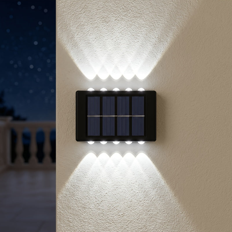 5pcs 10LED Solar Light Outdoor Courtyard Light Yard Garden Decorative Light Fence Wall Washer New Up and Down Glowing Ambient Wall Light