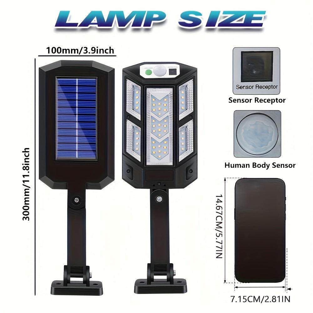 1 Pack 43 High-Power LED Solar Light, Commercial Street & Area Lighting, Outdoor LED Wall Light, 3-Mode Sensor Street Light, Exterior Wall Light with Remote Control, Solar Charging Security Light for Garden, Courtyard, Pathway