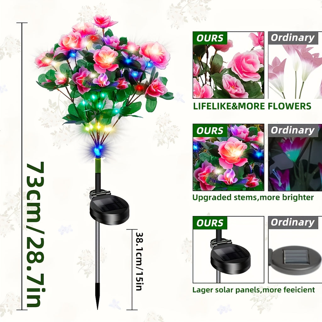 Solar Azalea Courtyard Light 2-Piece Set, IP65 Waterproof Outdoor Decoration, Suitable for Lawn / Patio, Holiday Gift (Christmas / Easter) for Mother / Wife