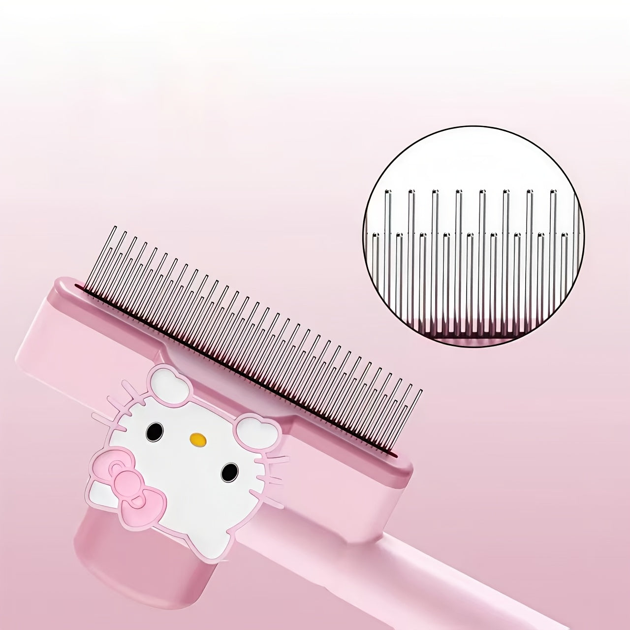 三丽鸥 Hello Kitty 单支猫梳 | 按摩、驱蚤、自清洁、狗狗毛发掉落、毛发缠绕，适合宠物，礼品优选，ABS 和不锈钢