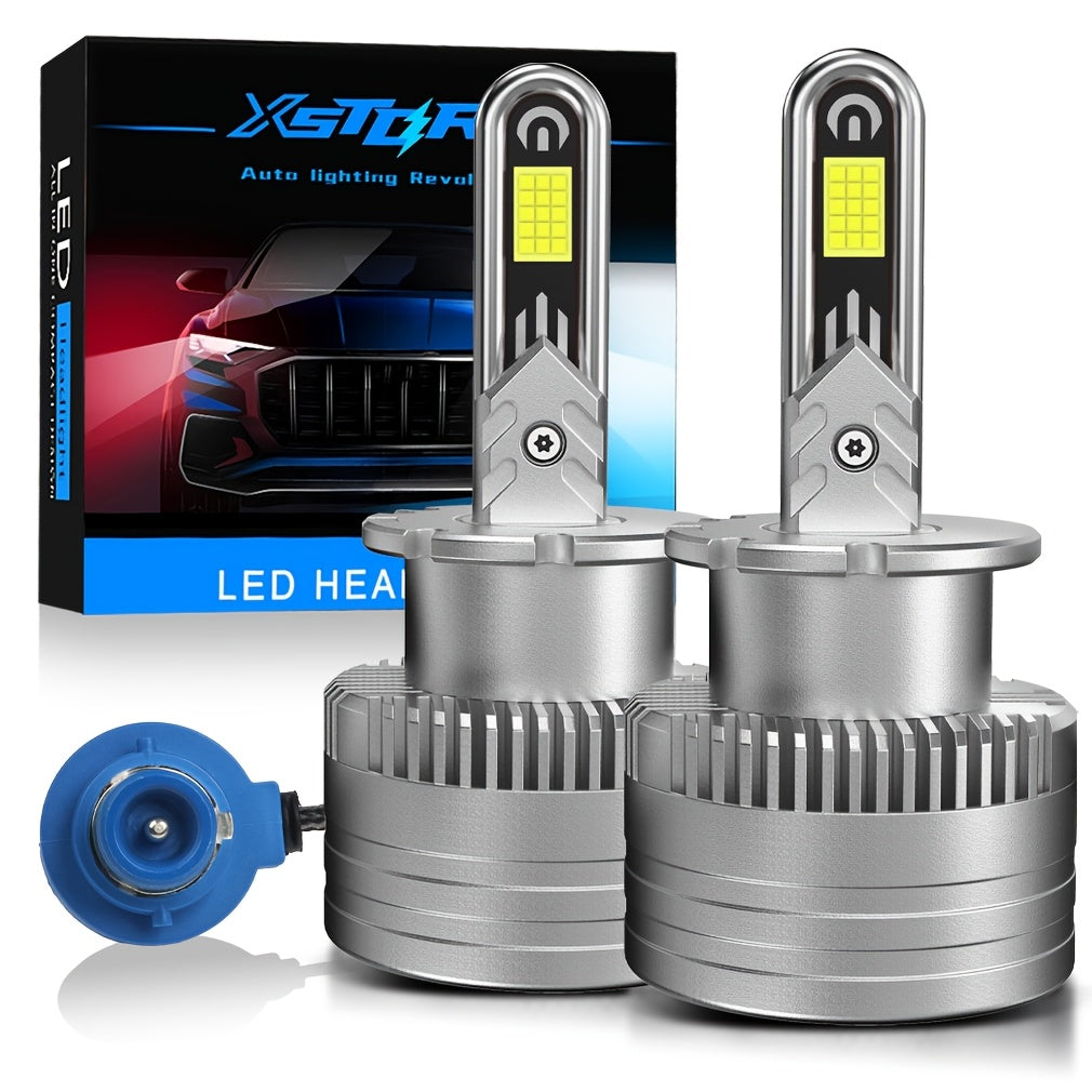 Xstorm 2-Pack 60000Lm D3S LED Headlight Bulbs D1S D2S D4S D1R D2R D3R D4R Turbo Fan LED CSP Light for BMW Mercedes Volvo Canbus 120W U-Shape Copper Tube Headlight 6500K