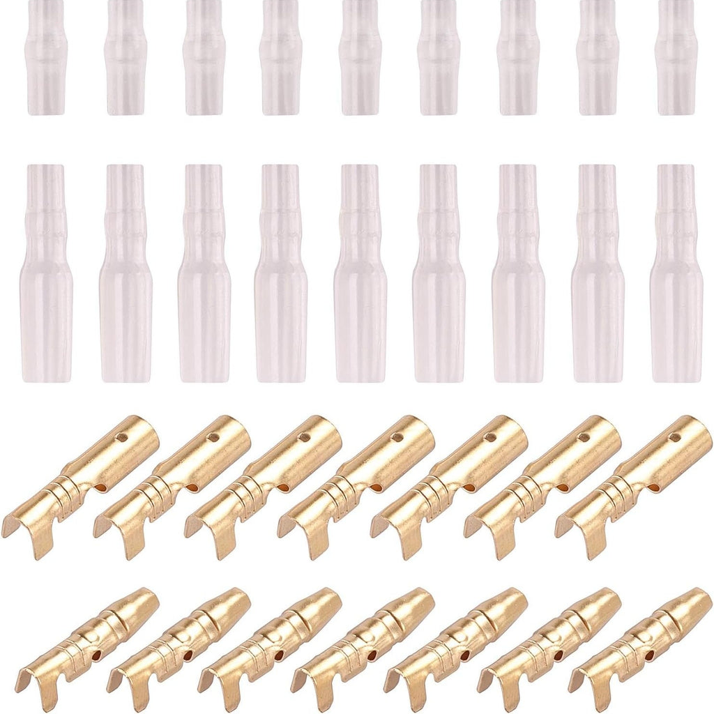 200/400-Piece 4.0mm Bullet Connector Male & Female Set – Brass Bullet Terminal Connectors with Insulating Sleeves, Crimp Terminal Connectors, Automotive Electrical Connectors, Motorcycle Connector Kit