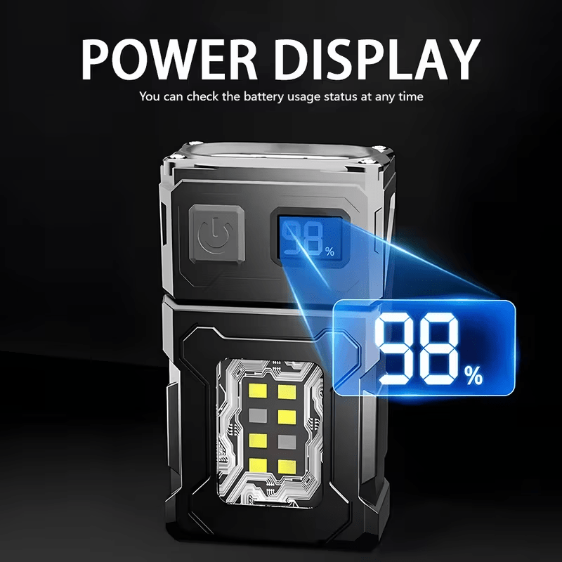 1PC Super Bright LED Flashlight Rechargeable COB Work Light Rotating Head Metal Clip Magnet 7 Modes Large Capacity Lithium Battery Ideal for Outdoor Camping Emergency Repair Rechargeable Flashligh