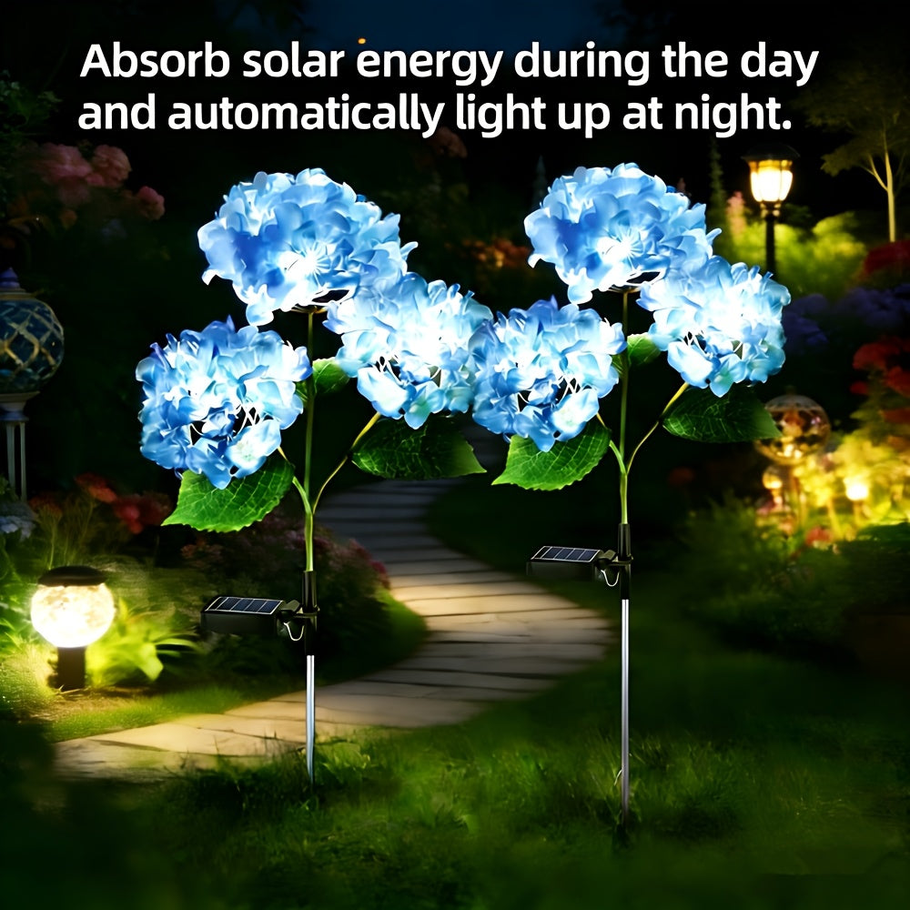 Outdoor Solar LED Light for Garden Decoration, Hydrangea Flower Design, Suitable for Pathways, Patios, and Lawns