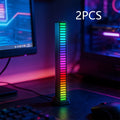 1或2个声控LED灯条 车载环境灯 节奏灯 声感应灯 USB供电 无需电池 RGB灯光效果 适用于电脑桌面 家庭音响系统 室内派对