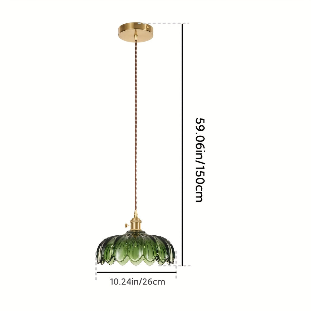 Vintage Pendant Light - Hanging Light Green Glass Pendant Light W260*H1500 Adjustable, Small Green Pendant Light Suitable for Bedroom, Hotel, Restaurant, Kitchen and Hallway (Bulb Not Included) New Year/Valentine's Day
