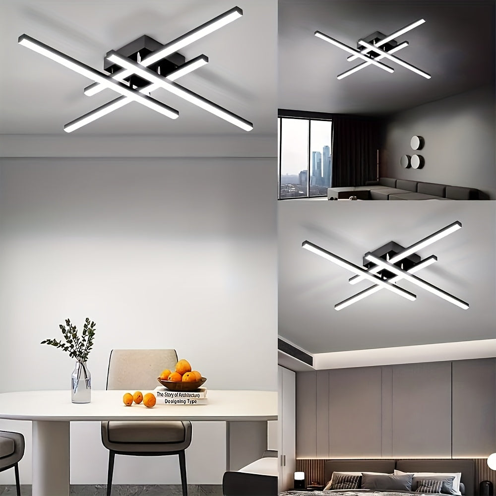 1pc - Modern LED Ceiling Light, 40W Dimmable with Remote Control Ceiling Light Black Recessed Pendant Light Suitable for Bedroom Study Kitchen Living Room 3 Colors 24 Inches
