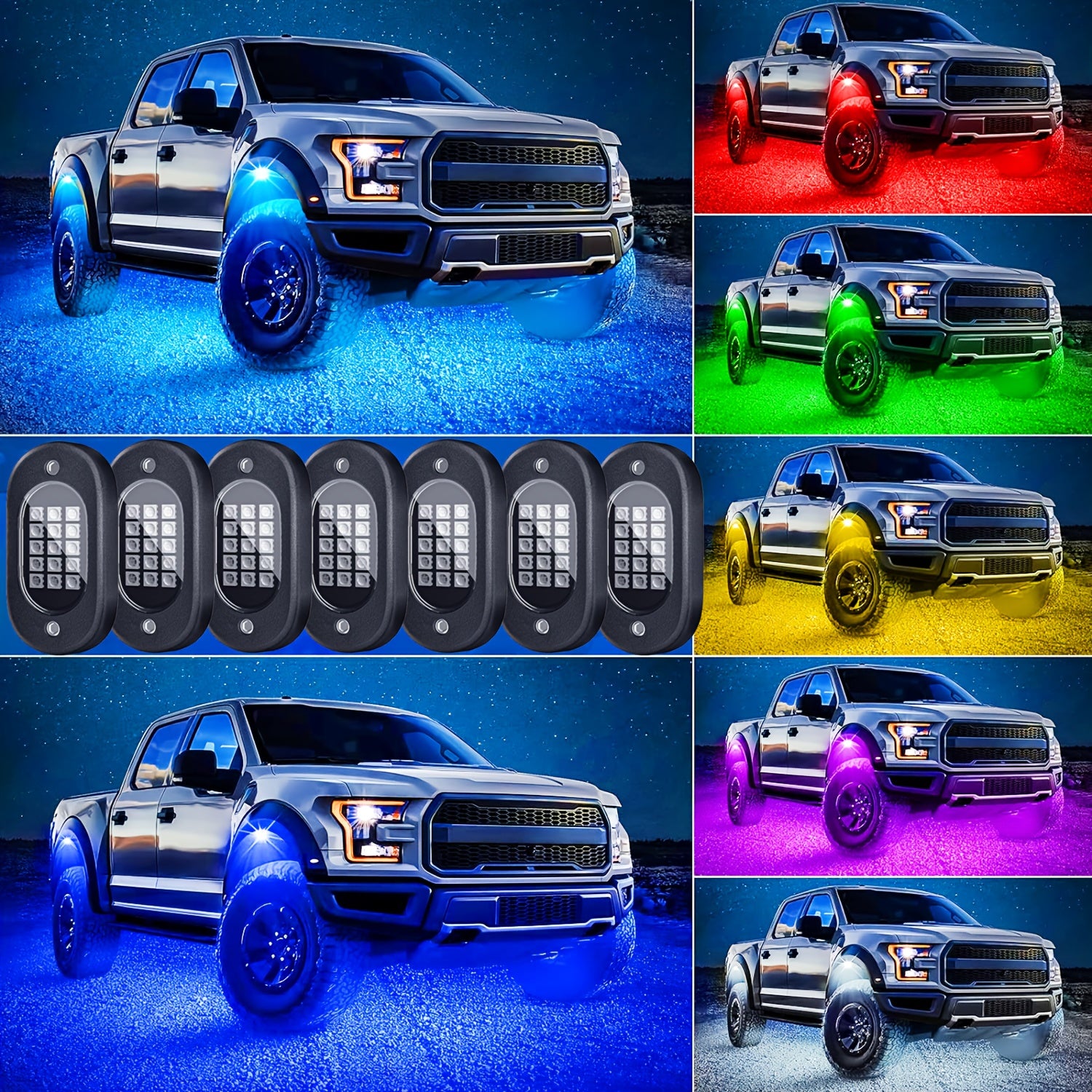 Truck Underbody Ambient Light Rolling Light Kit, Dream RGB Colorful Car Chassis Decorative Light, Multi-Color Car Wheel Light Strip, Footwell Neon Light Kit, Suitable for Pickup Off-Road RZR SUV ATV UTV Car Ambient Light, Smart Light Strip