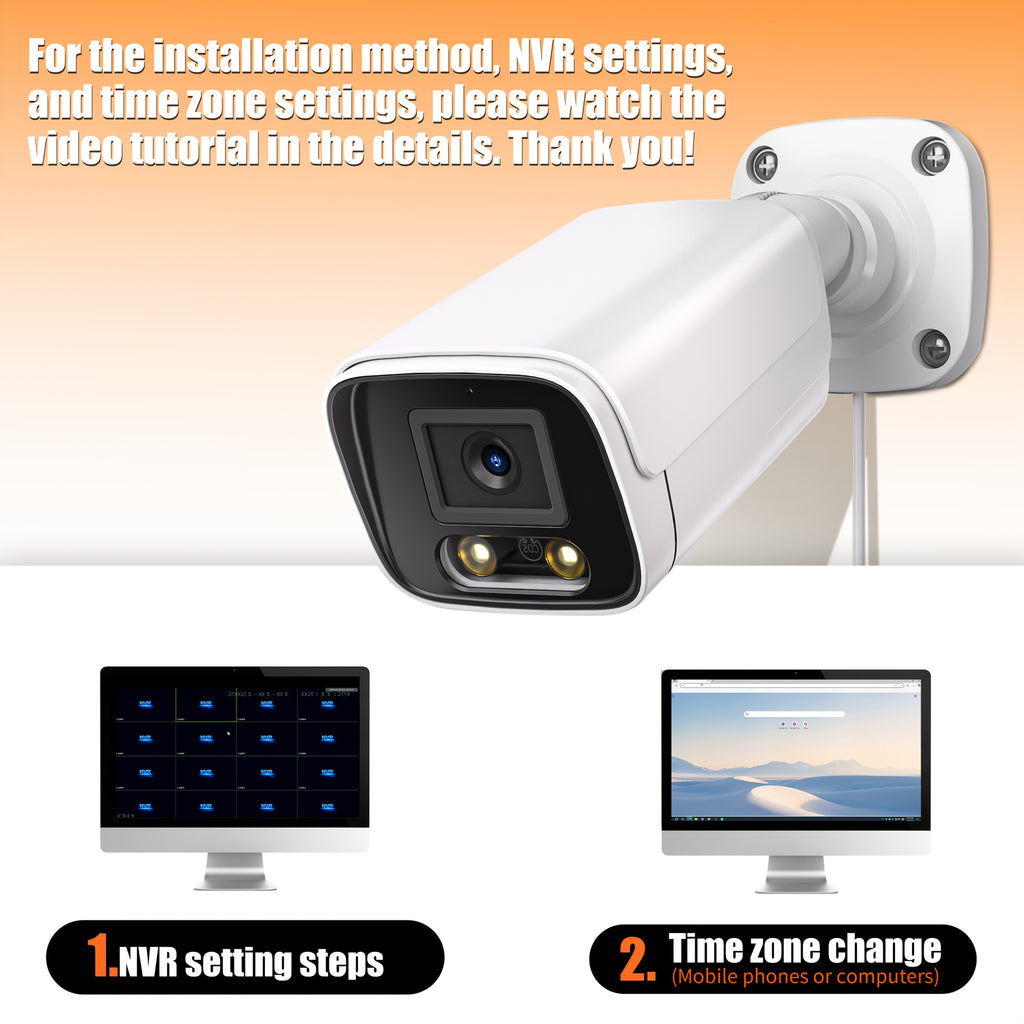 4K PoE IP安全摄像头，户外子弹头摄像头，2.8mm彩色夜视AI智能检测，内置麦克风监控摄像头，圣诞家庭安全系统监控摄像头，IP67金属外壳防损万圣节安全监控。首页和商店室内外安全摄像头