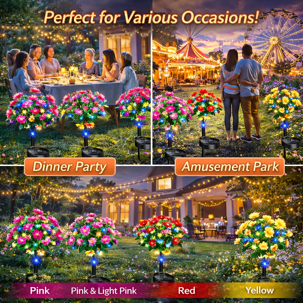 4-Pack Solar Azalea Garden Light – Waterproof IP65 LED Flower Light Outdoor Courtyard Light, Automatic On/Off, Energy Saving & Eco-Friendly, Easy to Install, Suitable for Spring/Summer Courtyard Lawn Party/BBQ Decoration