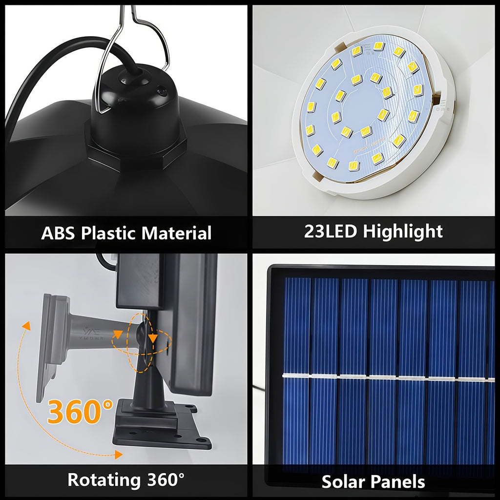 Solar Pendant Light - Dual/Single Head, Outdoor and Indoor Lighting, Suitable for Patio, Garage, RV Camping - Adjustable Brightness, Easy Installation, Outdoor Solar Light