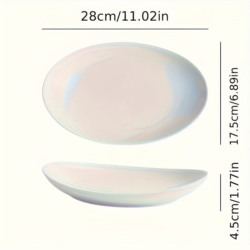 1 Piece Elegant Oval Ceramic Platter – Dark Boat-Shaped Fish Plate, White Porcelain Design, High-Quality Food-Grade Tableware, Perfect for Home & Restaurant – Ideal for Christmas, Thanksgiving, Mother‘s Day, Father’s Day