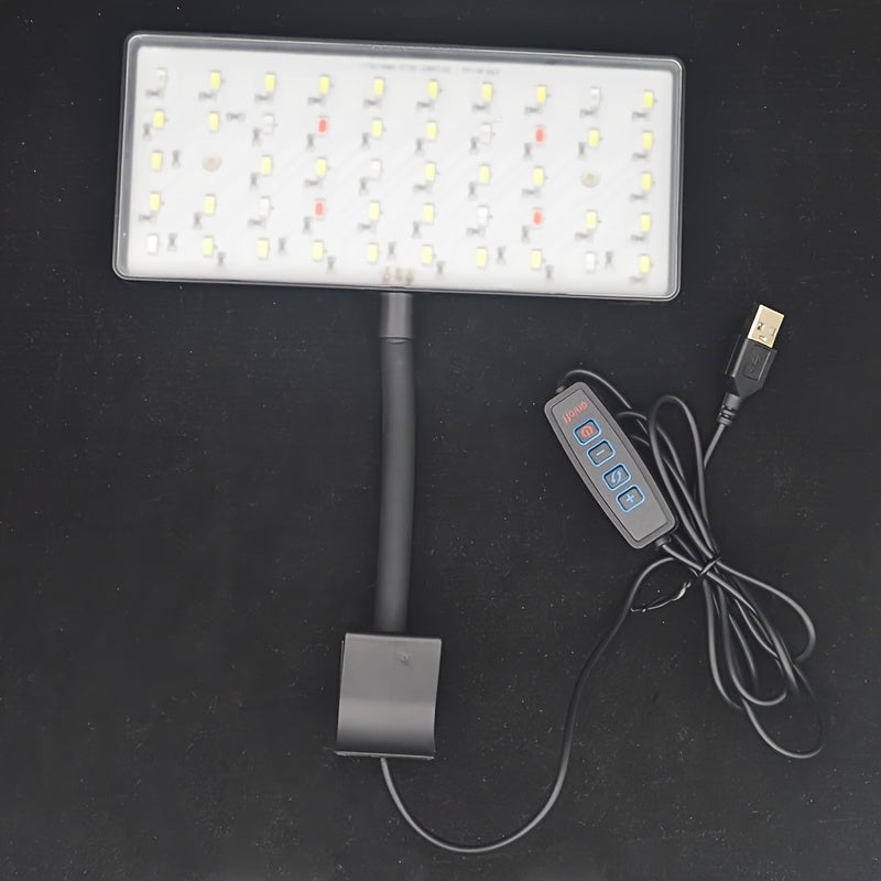 8W Adjustable Aquatic Plant Grow Light, USB Full Spectrum LED Lamp, Battery-Free