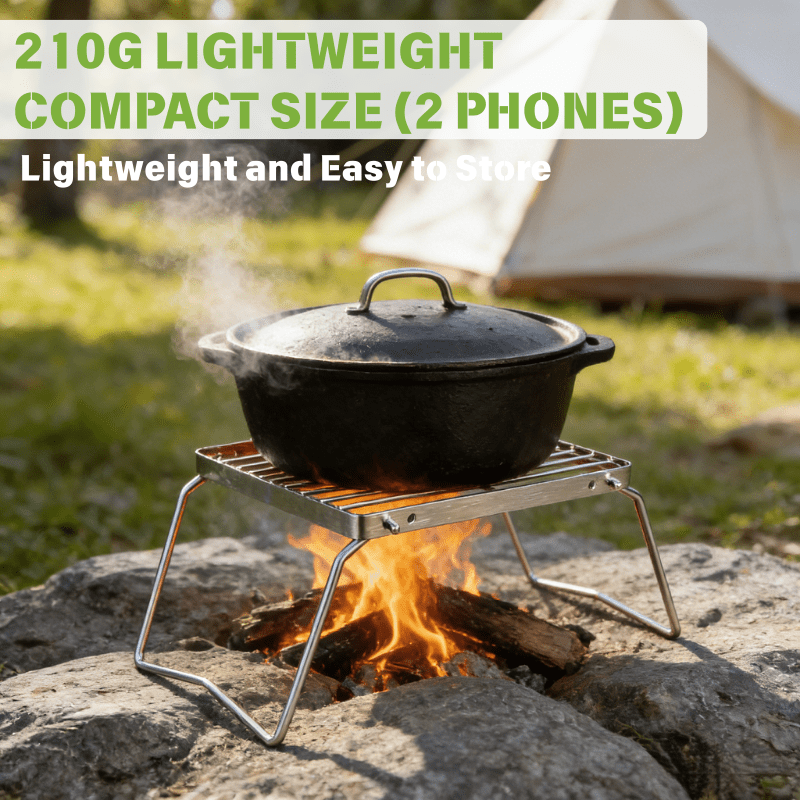 Portable Stainless Steel Wood Burning Camping Stove - Heavy-Duty Foldable Outdoor Stove with Chimney & Fire Pit, Compatible with Charcoal/Wood, Ideal for Hiking, Camping, Survival & Backyard Use