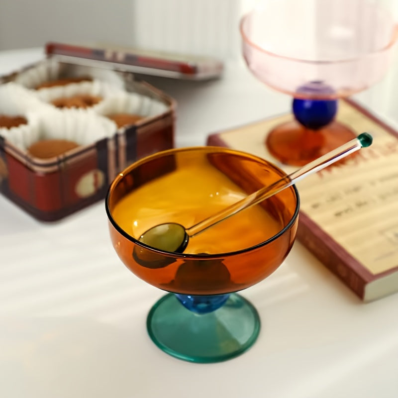 1 Multi-Color Glass Bowl – Microwave & Dishwasher Safe, Perfect for Soup, Salad, Yogurt – Heat-Resistant Round Dish – Glass Bowl for Christmas, Holidays, Parties – Adult & Multifunctional Tableware