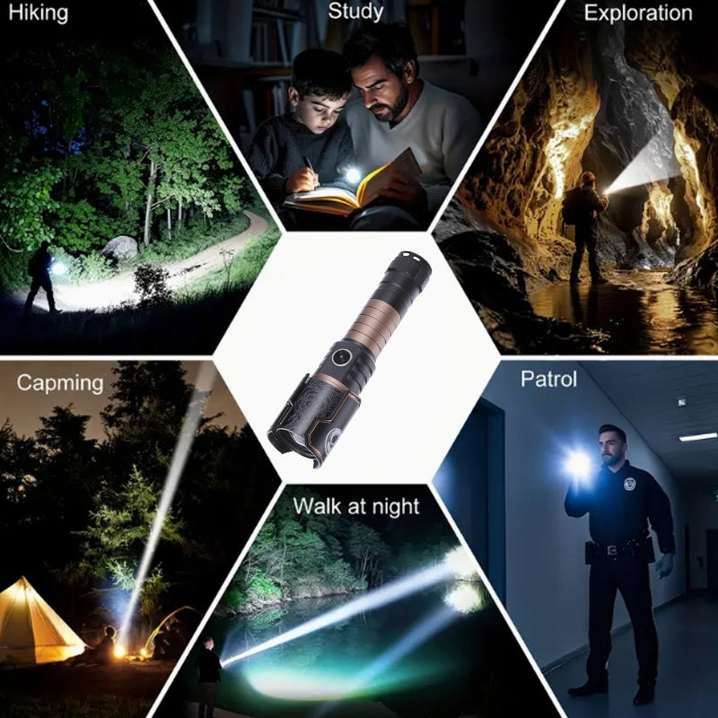 SKYFIRE Mini Flashlight | Ultra-Bright Compact Light | Zoomable | Heat Dissipation | 6-Level Dimmable | Long Battery Life