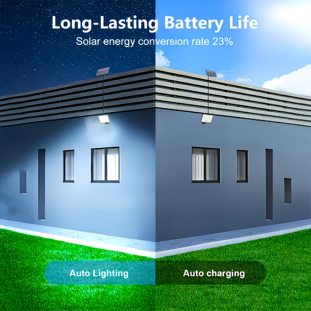 1/2 Pack 400LED Outdoor Solar Wall Light with Motion Sensor, LED Cool White Solar Floodlight, High Brightness Solar Street Light, Larger Solar Panel, Easy to Install, Super Bright, Auto On/Off, Perfect for Porch, Courtyard, Garage, Fence, Pathway