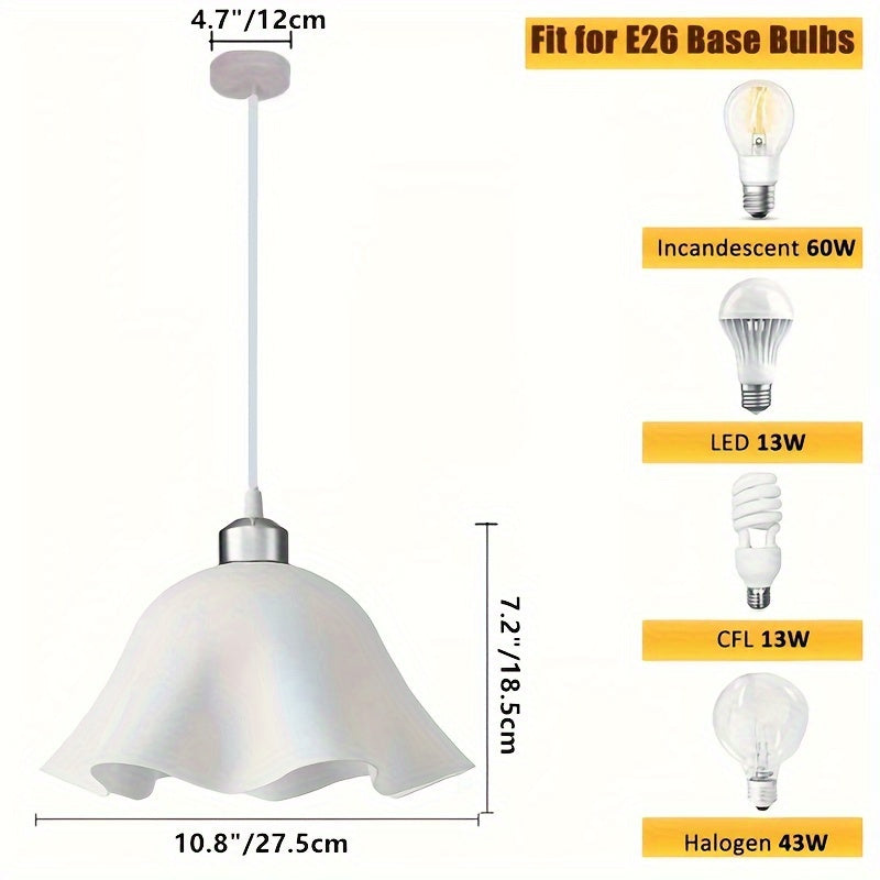 Two-Piece Pendant Light, Ceiling Light, Frosted Plastic White Shade, Plug-in Hanging Ceiling Light for Bedroom, Living Room, Hallway (Bulb Not Included!!!)