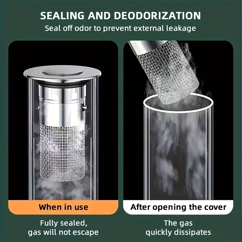Heavy Duty Bathroom Sink Drain Stopper – Odor Proof & Rustproof, Hair Catcher, Fast Draining, Easy Fit for Bathtub, Shower, Stainless Steel Sink Strainer, Kitchen Drain Plug, Simple Cylinder Design, Modern Metal Finish, Home Upgrade