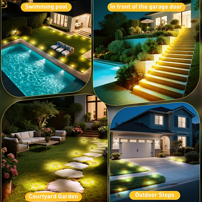 Solar Ground Light, Waterproof Outdoor Solar Light, Solar Garden Light Suitable for Courtyard, High Brightness Solar Disc Light, Recessed Landscape Lighting, Suitable for Patio, Path, Walkway, Driveway, White