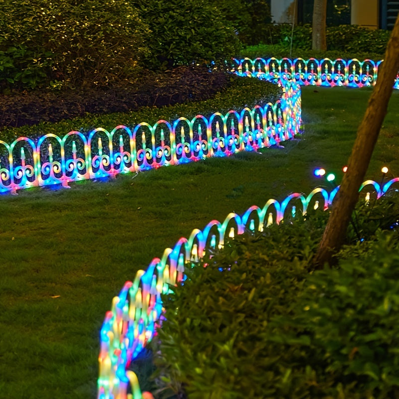 8-Piece Outdoor Solar Fence Light, Solar/USB Dual Power Supply, Warm Light / Color Light Optional, Suitable for Friend Gathering Decorative Atmosphere Light, Valentine's Day Decoration, Proposal Arrangement, Shop, Patio
