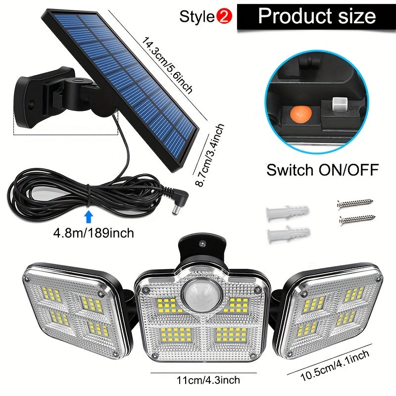 1-Piece 20W Ultra-Bright Solar Wall Light, 122 LED IP65 Outdoor Indoor Solar Garden Light, Adjustable Lamp Head with Wide Lighting Angle