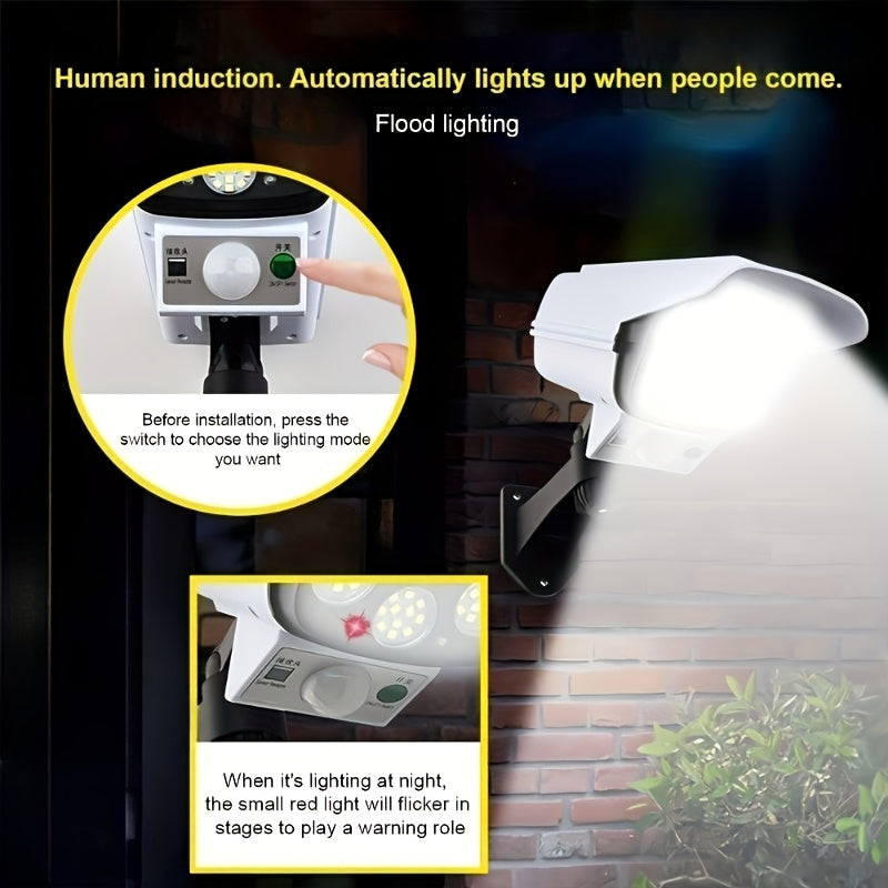 1pc, Outdoor Solar Light, Solar Wall Light, Spotlight, 3 Modes with Remote Control, Simulation Monitoring Light, Outdoor Lighting, Night Light, Simulation Camera, Can Be Used for Walls, Doorways, Porches, Streets, Gardens