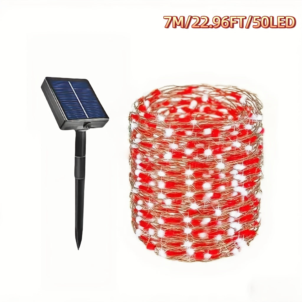 50/100/200/300LED锂电高亮太阳能灯户外花园仙女串灯，适用于圣诞院子树木派对婚礼装饰闪烁灯串，适用于11个国家的节日装饰万圣节装饰品，圣诞装饰品