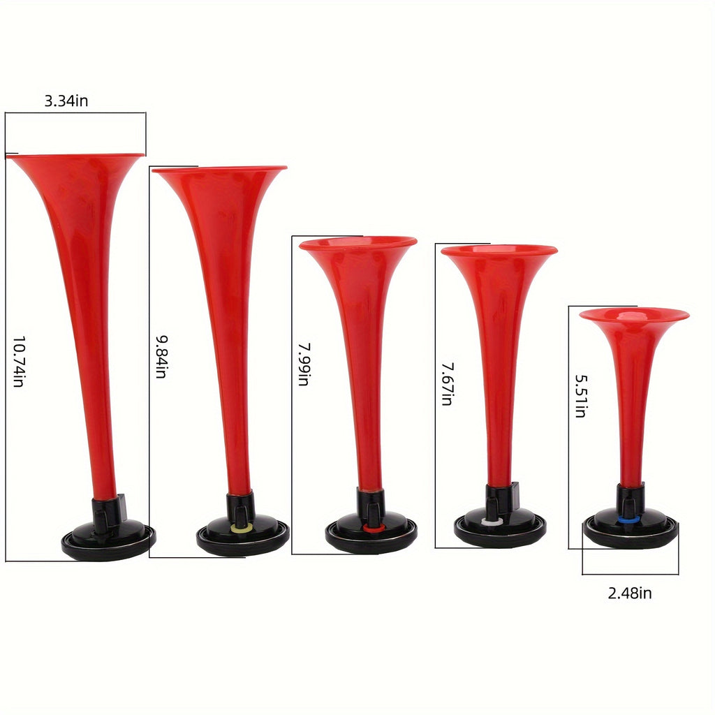 ALLREY Musical Horn Plays Dixie LACUKARACHA Tune 5 Trumpet Musical Air Horn with Compressor Plays 6 Trumpet Godfather Tune Red 12V Fits Train Truck Car Boat RV UTV Motorcycle