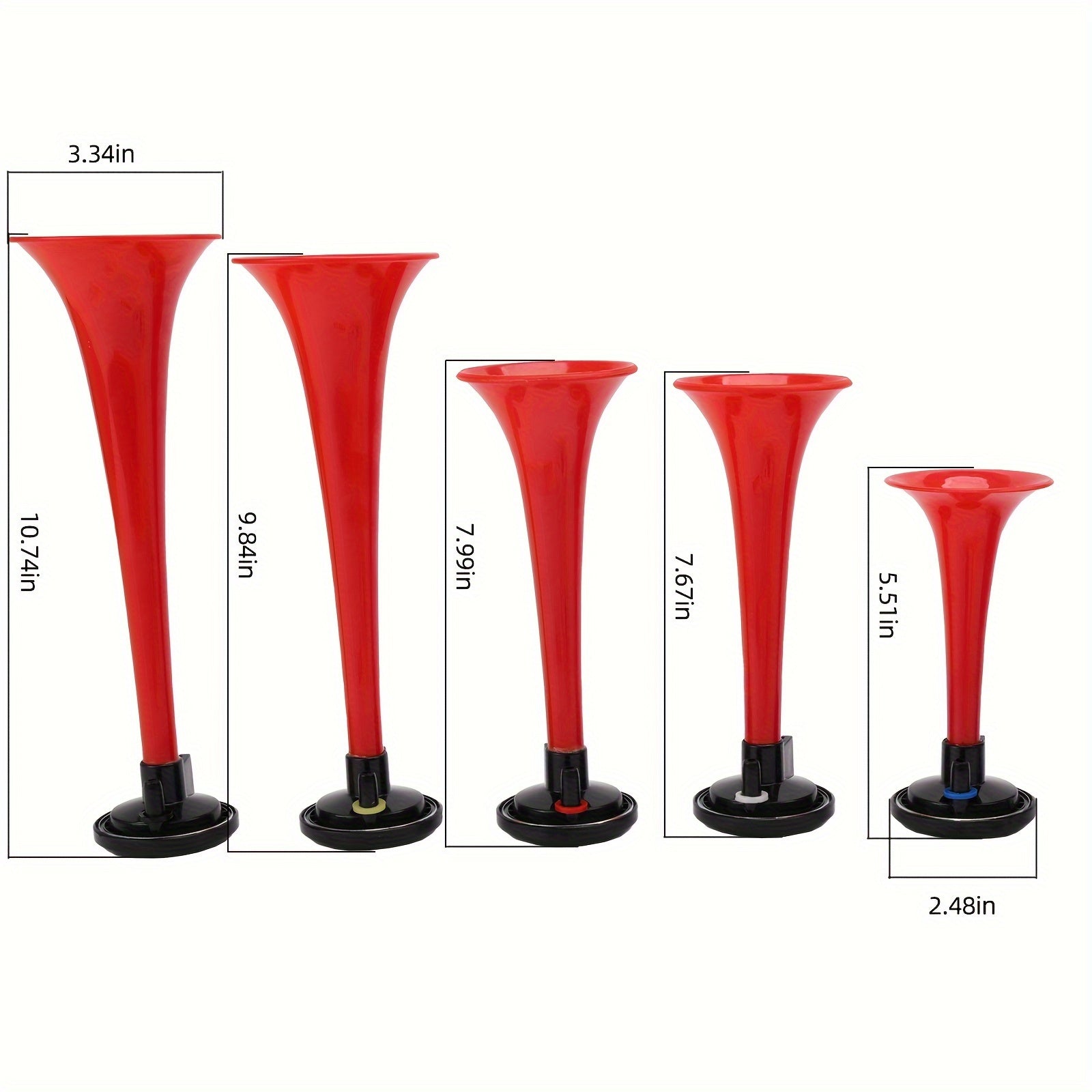 ALLREY Musical Horn Plays Dixie LACUKARACHA Tune 5 Trumpet Musical Air Horn with Compressor Plays 6 Trumpet Godfather Tune Red 12V Fits Train Truck Car Boat RV UTV Motorcycle