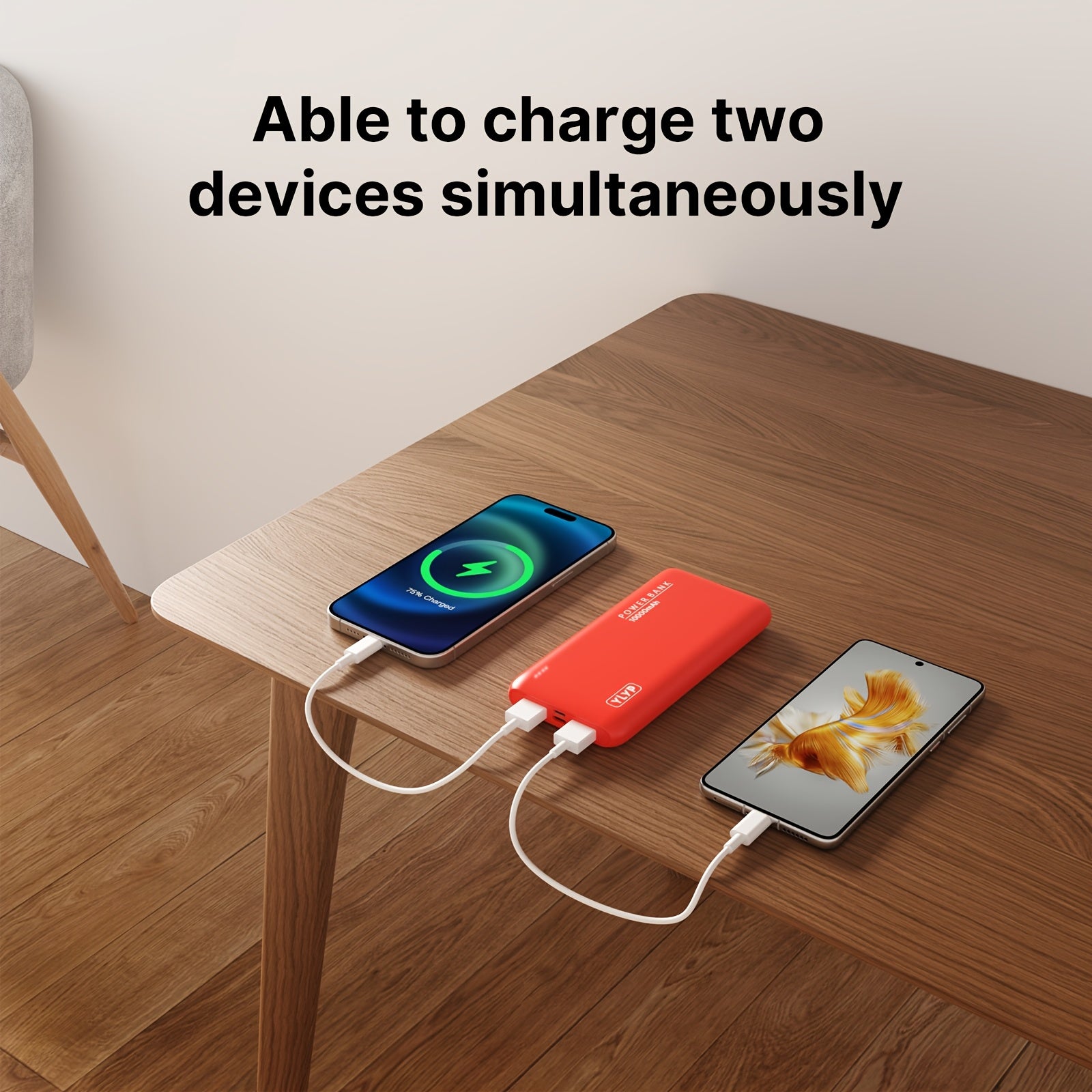 10, 000Mah Slim And High-Capacity Portable Power Bank, Featuring a 5V2A Dual USB Charger with an LED Battery Indicator, Compatible with for iphone And Android Devices, Offering 2 USB Outputs And Type-C/Micro Inputs