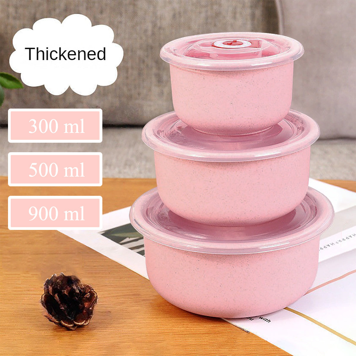 3 Pack Sealed Food Storage Containers, Fresh Keeping Small Bowls, Multi-size Airtight Food Containers