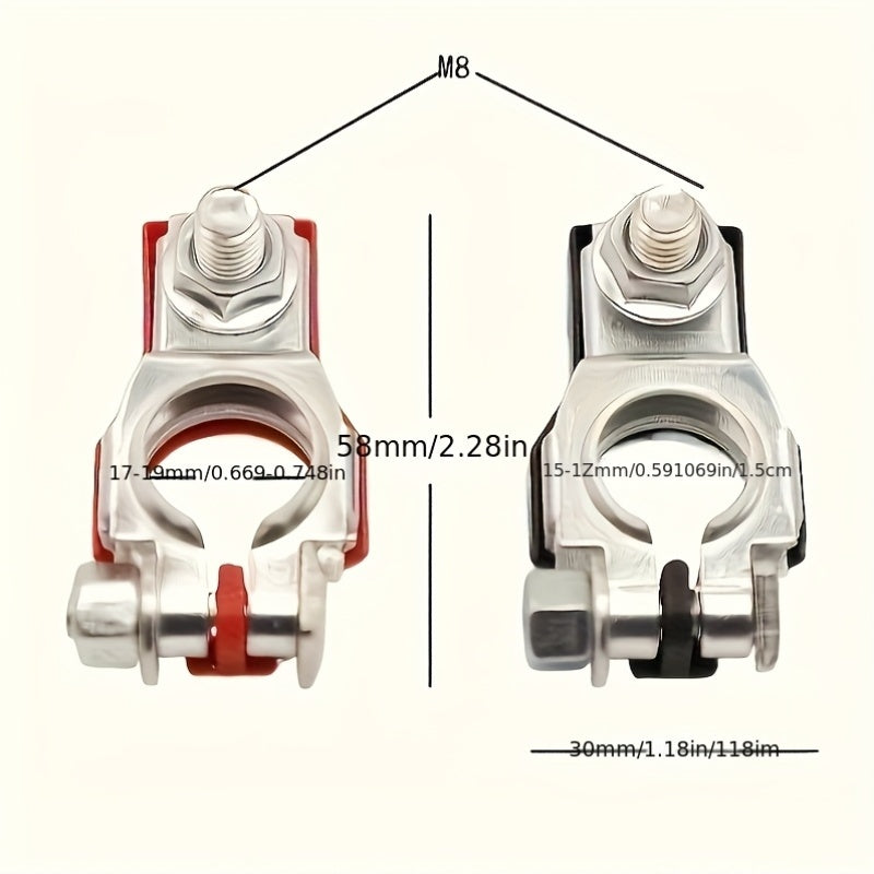 Car Battery Terminal Connector Set, Includes Positive and Negative Top Terminals, with Plastic Base