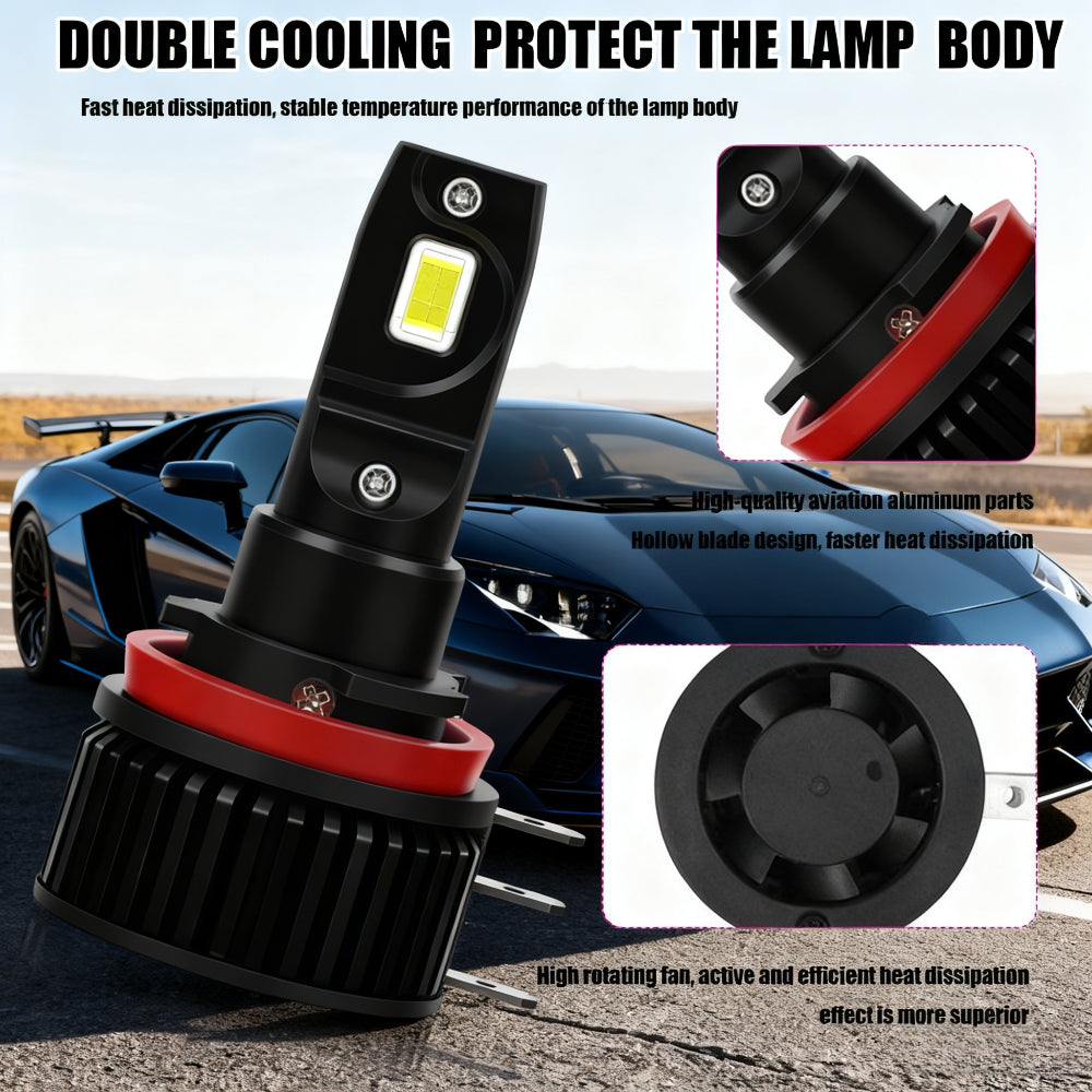 2Pcs 6000K CSP Chip LED Car Headlights H15 200W 60000LM Spotlight +800% Super Brightness, Error-Free Decoding, Fits Most Vehicles, Turbo Fan Fast Cooling Durable Driving Light, No Battery Included