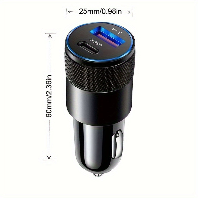 USB Car Charger PD Fast Charge – LED Ambient Light, Compatible with iPhone, Android, Xiaomi & More