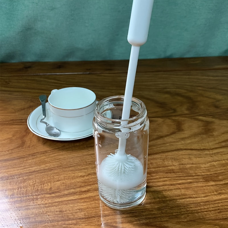 Multifunctional Household Silicone Cup Brush, Long Handle 360° Rotating Cleaning Brush, Ideal for Milk Bottle Coffee Cup Jar Kitchen Cleaning
