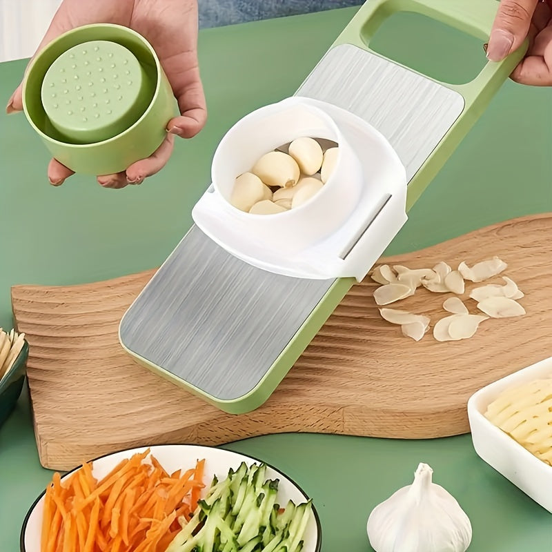 7Pcs Stainless Steel Multi-functional Vegetable Slicer and Grater Set, Interchangeable Blades, Manual Kitchen Gadget Kit, Ideal for Potato, Carrot, Cucumber