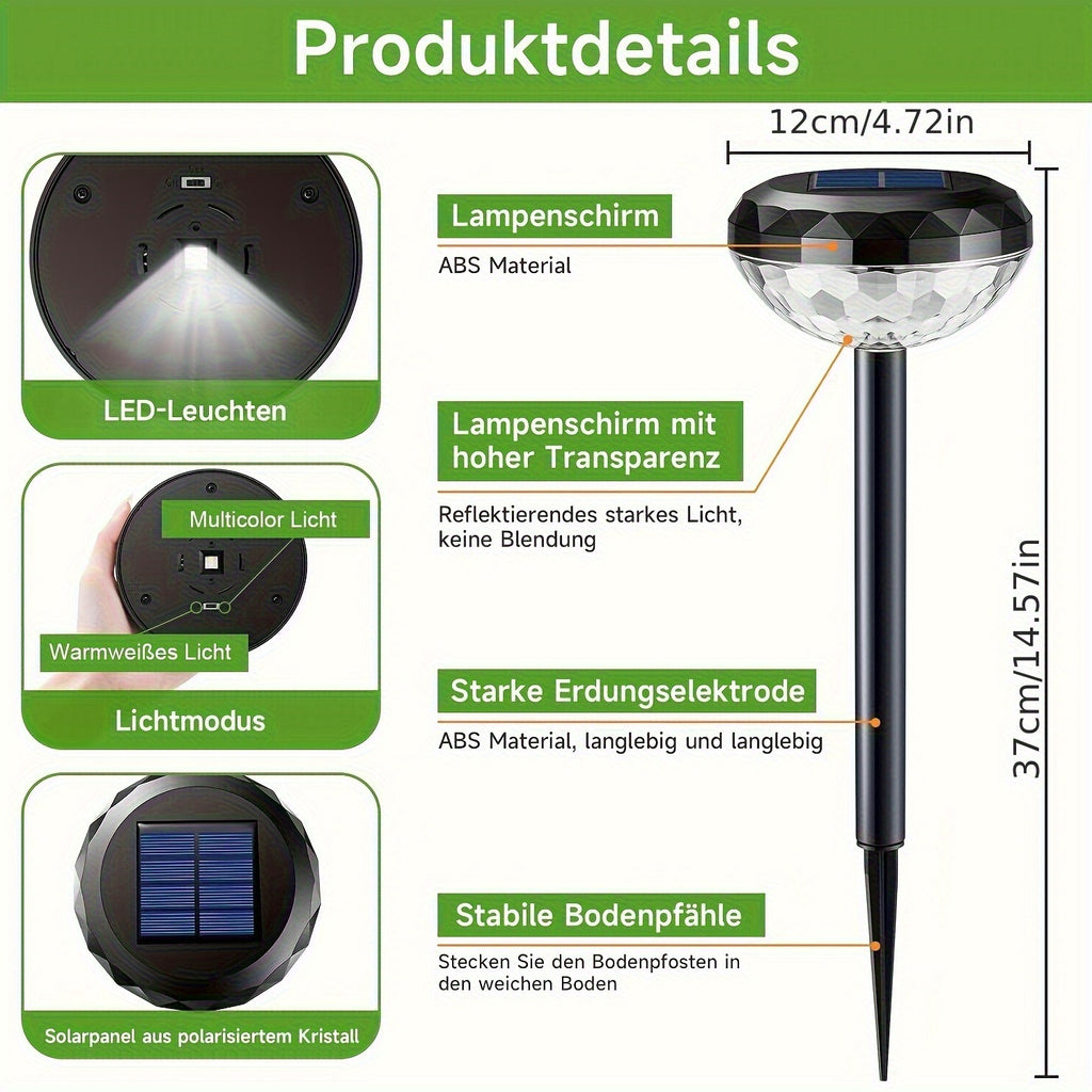 6-Piece Solar Courtyard Light, Outdoor Courtyard Path Light Shadow Light, Festival Wedding Atmosphere Decoration, Dusk to Dawn, Suitable for Garden, Courtyard, Path Festival Decoration, Wedding Atmosphere Decoration