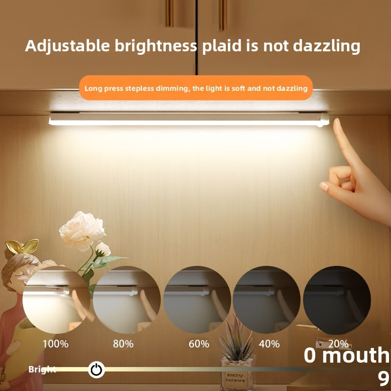 8-pack smart motion sensor LED light, household lighting tube, USB rechargeable + magnetic installation, suitable for cabinets, wardrobes, bookshelves, sinks, DIY night light. Bookshelf lighting, cabinet lighting, minimalist design
